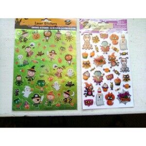 2 sheets Halloween Stickers Puffy & Shimmer Stickers 40 & 32 New in package